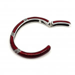 Sterling Silver Bangle With Red Enamel And Marcasite Hinged Design