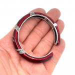 Sterling Silver Bangle With Red Enamel And Marcasite Hinged Design