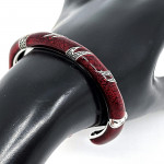 Sterling Silver Bangle With Red Enamel And Marcasite Hinged Design