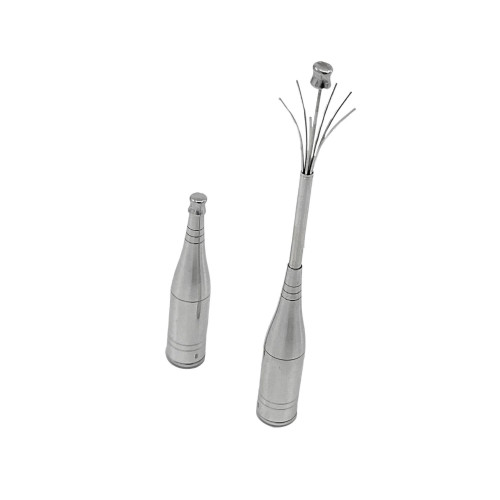 Sterling Silver Champagne Bottle Swizzle Stick With Retractable Stirrer