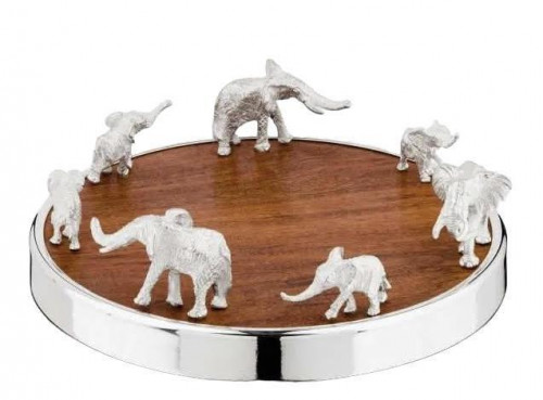SILVER PLATED BOTTLE COASTER  WITH ELEPHANTS