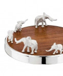 SILVER PLATED BOTTLE COASTER  WITH ELEPHANTS