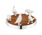 SILVER PLATED BOTTLE COASTER  WITH PHEASANTS