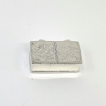 Solid Silver Rectangular Double Compartment Engraved Top Pill Box