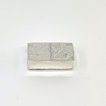 Solid Silver Rectangular Double Compartment Engraved Top Pill Box