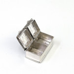 Solid Silver Rectangular Double Compartment Engraved Top Pill Box