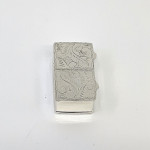 Solid Silver Rectangular Double Compartment Engraved Top Pill Box