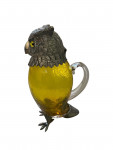 LARGE GOLD GLASS AND SILVER PLATED OWL CLARET JUG. Circa 1990