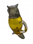 LARGE GOLD GLASS AND SILVER PLATED OWL CLARET JUG. Circa 1990