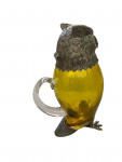 LARGE GOLD GLASS AND SILVER PLATED OWL CLARET JUG. Circa 1990