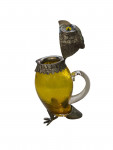 LARGE GOLD GLASS AND SILVER PLATED OWL CLARET JUG. Circa 1990