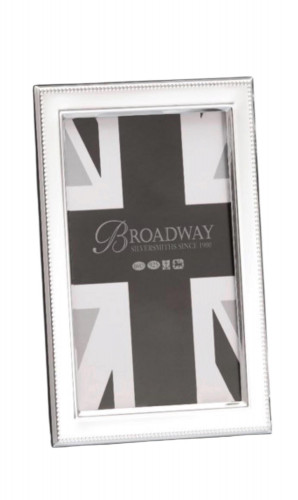 English Silver Hallmarked 6″x 4″  Bead Border Photo Frame - Wood Back