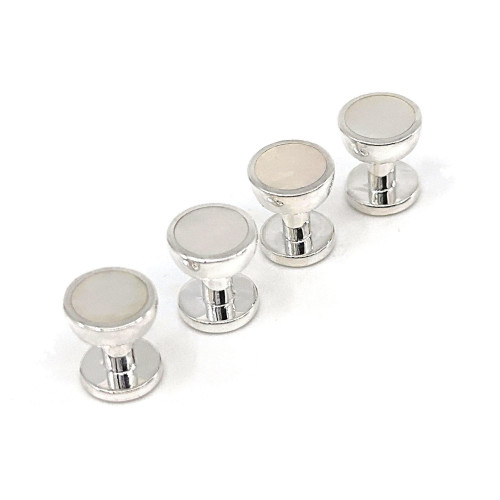 Set Of Four Dress Shirt Studs With Mother Of Pearl Inlay