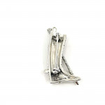 Sterling Silver Riding Boot And Crop Brooch With Amethyst And Crystals