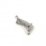 Sterling Silver Riding Boot And Crop Brooch With Amethyst And Crystals