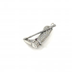 Sterling Silver Riding Boot And Crop Brooch With Amethyst And Crystals