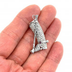 Sterling Silver Riding Boot And Crop Brooch With Amethyst And Crystals