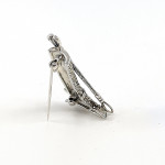 Sterling Silver Riding Boot And Crop Brooch With Amethyst And Crystals