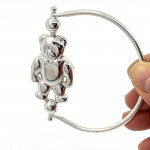 Sterling Silver Spinning Teddy Bear Baby Rattle / Teether