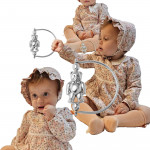 Sterling Silver Spinning Teddy Bear Baby Rattle / Teether