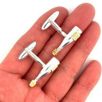 Sterling Silver Champagne Bottle Cufflinks With Gold Plated Detail
