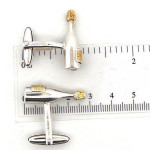 Sterling Silver Champagne Bottle Cufflinks With Gold Plated Detail