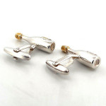 Sterling Silver Champagne Bottle Cufflinks With Gold Plated Detail
