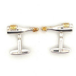 Sterling Silver Champagne Bottle Cufflinks With Gold Plated Detail