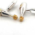 Sterling Silver Champagne Bottle Cufflinks With Gold Plated Detail