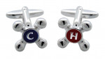 Sterling Silver Hot And Cold Taps T-Bat Cufflinks With Enamel