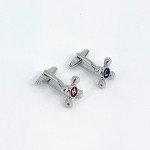 Sterling Silver Hot And Cold Taps T-Bat Cufflinks With Enamel