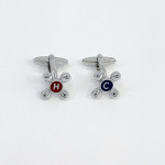 Sterling Silver Hot And Cold Taps T-Bat Cufflinks With Enamel