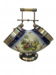 Silver plated and ceramic biscuit box - Circa 1990 by Cirsford & Norris Ltd