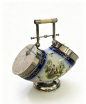 Silver plated and ceramic biscuit box - Circa 1990 by Cirsford & Norris Ltd