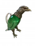 Victorian style silver plated claret jug in the form of a standing eagle (Green Glass)