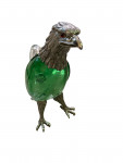Victorian style silver plated claret jug in the form of a standing eagle (Green Glass)