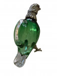 Victorian style silver plated claret jug in the form of a standing eagle (Green Glass)