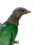 Victorian style silver plated claret jug in the form of a standing eagle (Green Glass)
