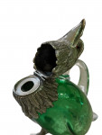 Victorian style silver plated claret jug in the form of a standing eagle (Green Glass)