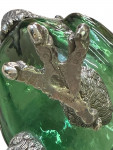 Victorian style silver plated claret jug in the form of a standing eagle (Green Glass)