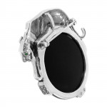 Sterling Silver Panther Pin Brooch Art Deco Style With Black Onyx Marcasite And Emerald Eyes