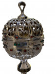Solid Silver Jewelled Censer - Gothic Ecclesiastical Incense Burner - Hallmarked Sterling Silver for 1987