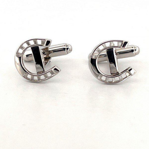 Sterling Silver Lucky Horseshoe Torpedo Cufflinks