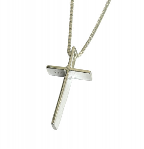 Solid Silver Cross Neckalce (Modern Style)