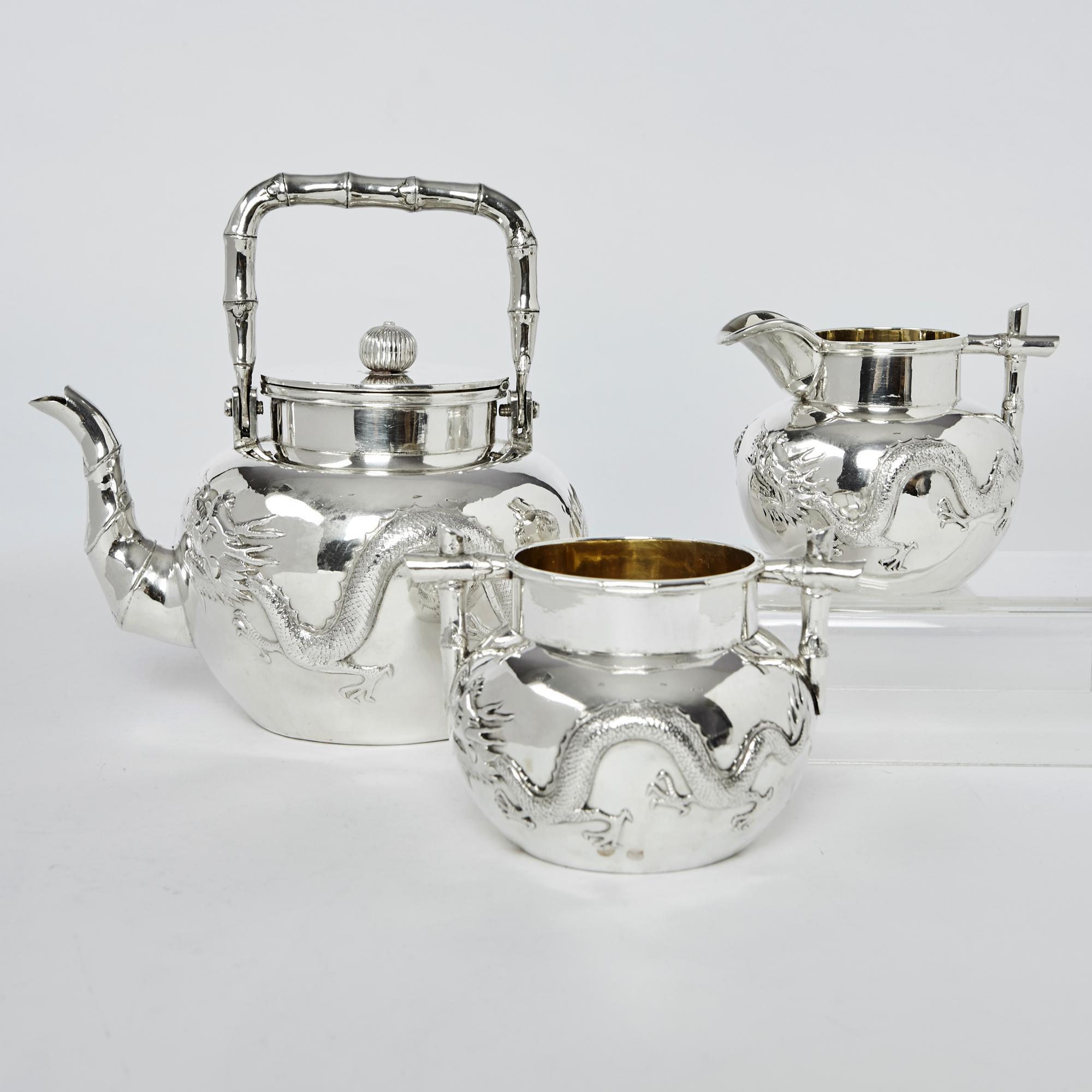 Sterling silver hot sale teapot set