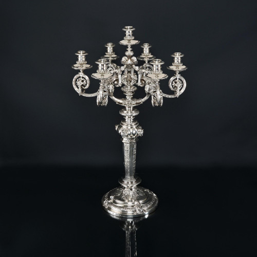 Large antique 7-light silver candelabrum