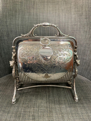 Silver-plated folding biscuit box