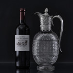 Victorian silver-mounted cut crystal wine jug