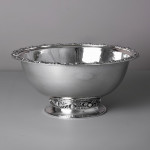 Large hand-raised Arts & Crafts-style silver centrepiece bowl