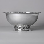 Large hand-raised Arts & Crafts-style silver centrepiece bowl